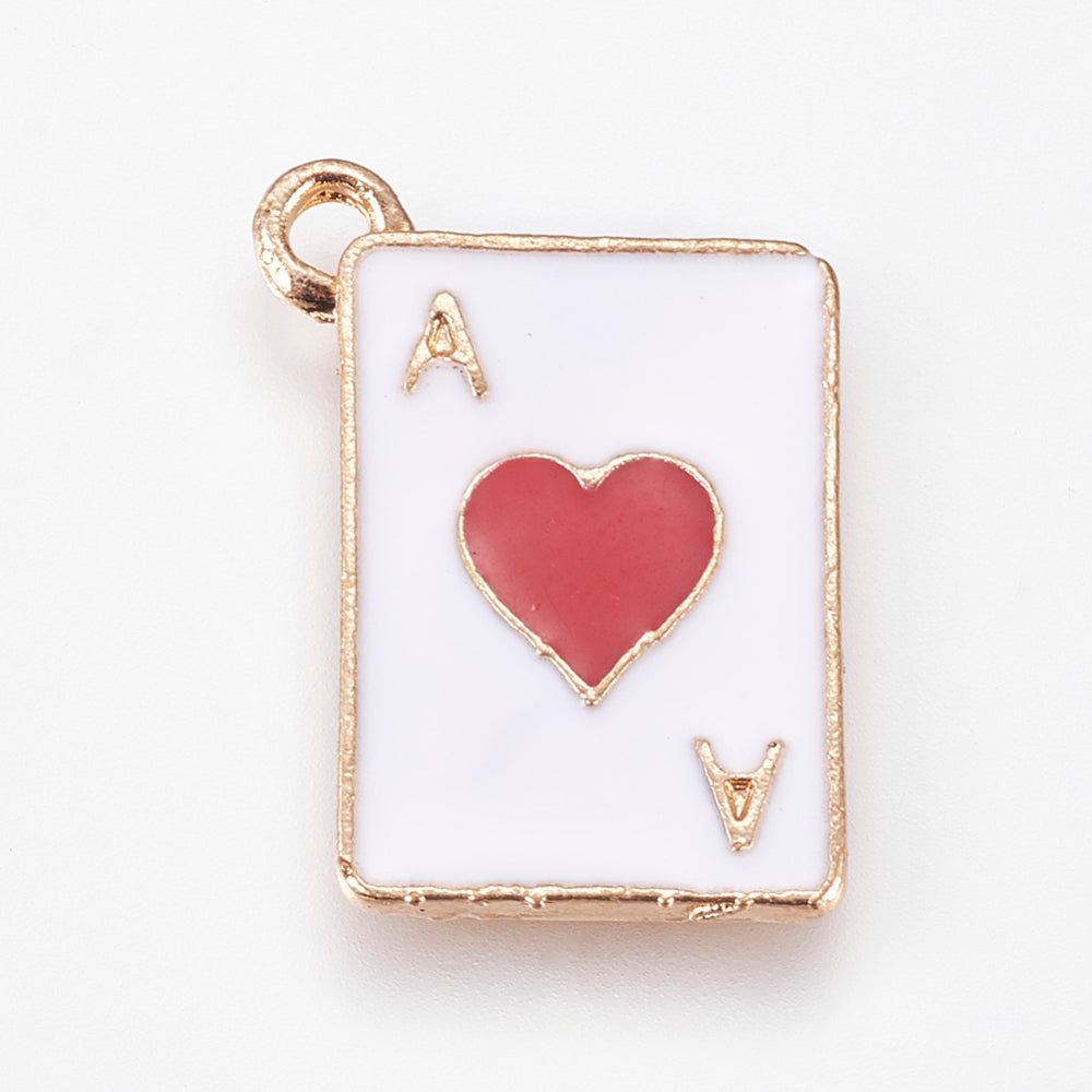 19mm White and Red Ace of Hearts Charm T2