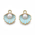 16mm Light Blue Clamshell with Imitation Pearl Charm B2
