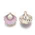 16mm Lavender Clamshell with Imitation Pearl Charm C2