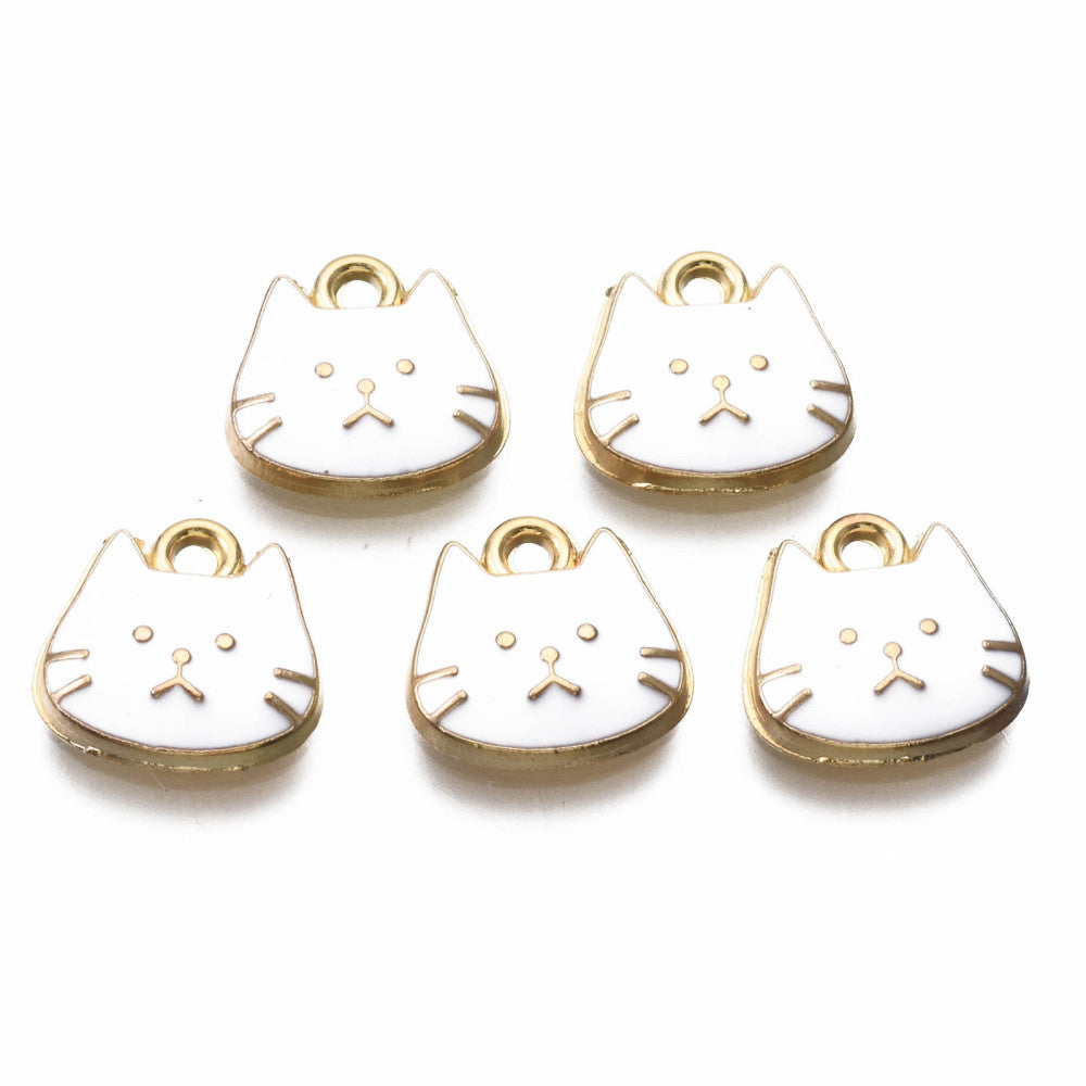 12mm White Serious Cat Face Charm Pack (2 Charms) C2