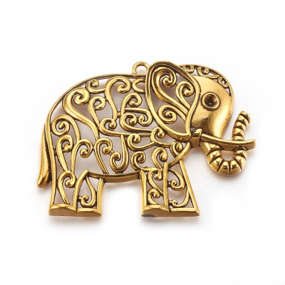 65mm Extra Large Gold Elephant Pendant V35