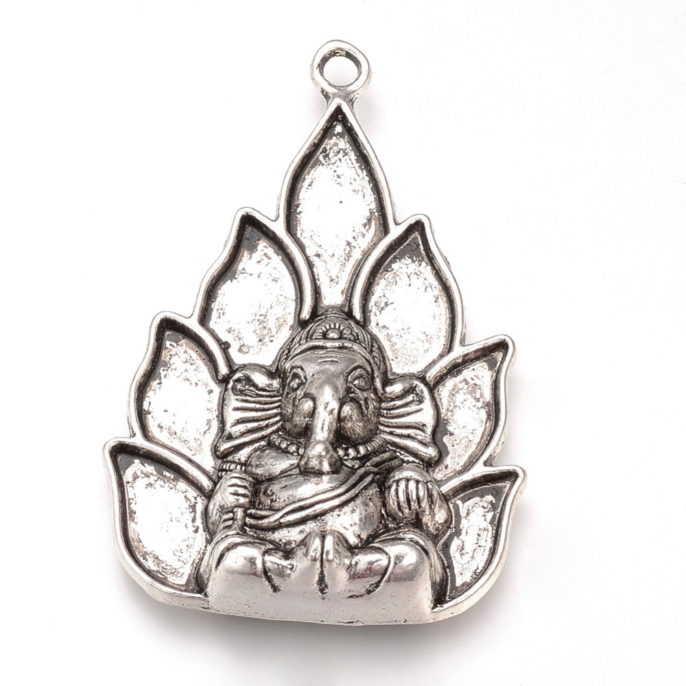 54mm Extra Large Silver Ganesha Pendant W35