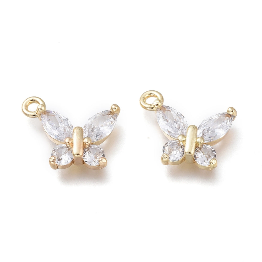 15mm Gold Cubic Zirconia Butterfly Offset Charm M35
