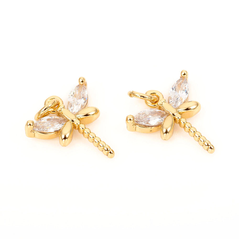 12mm Gold Cubic Zirconia Dragonfly Charm B35