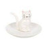 Sitting White Cat Face Ceramic Trinket Dish