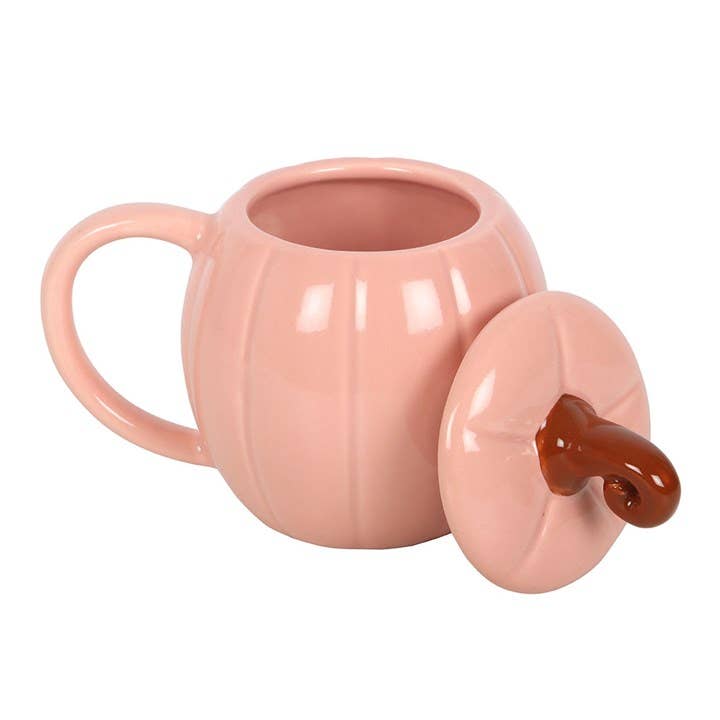 Pink Curly Pumpkin Lidded Autumn Mug