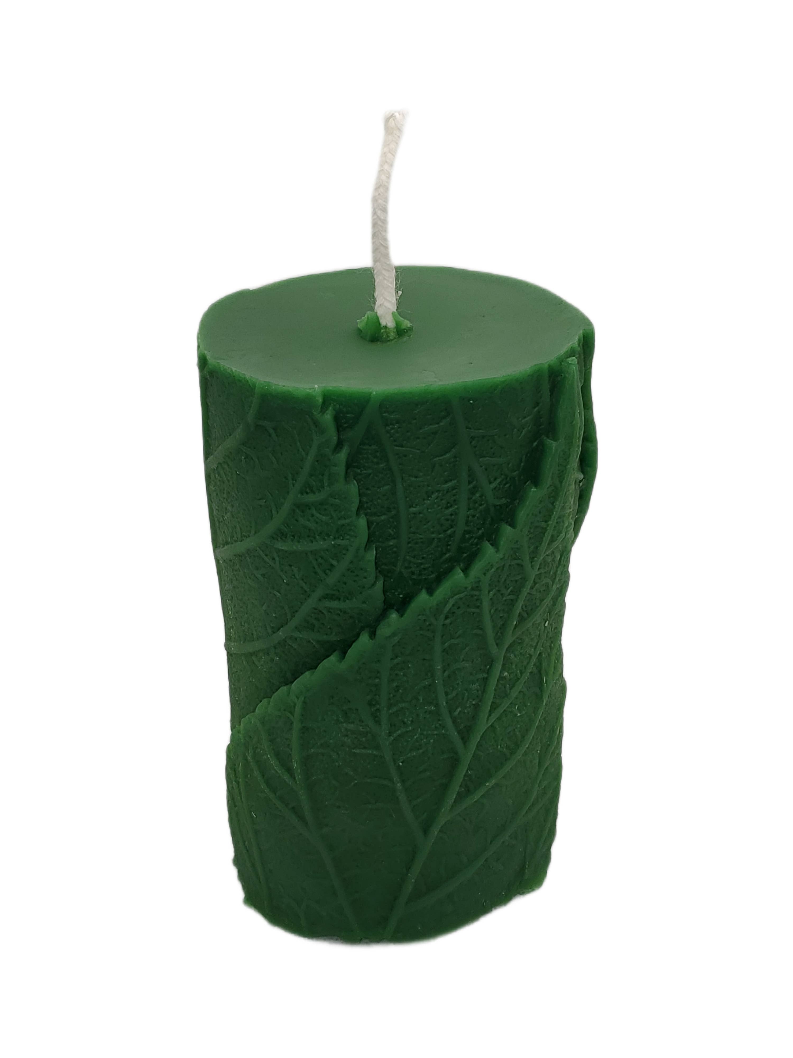 Green Leaf Beeswax Pillar Candle