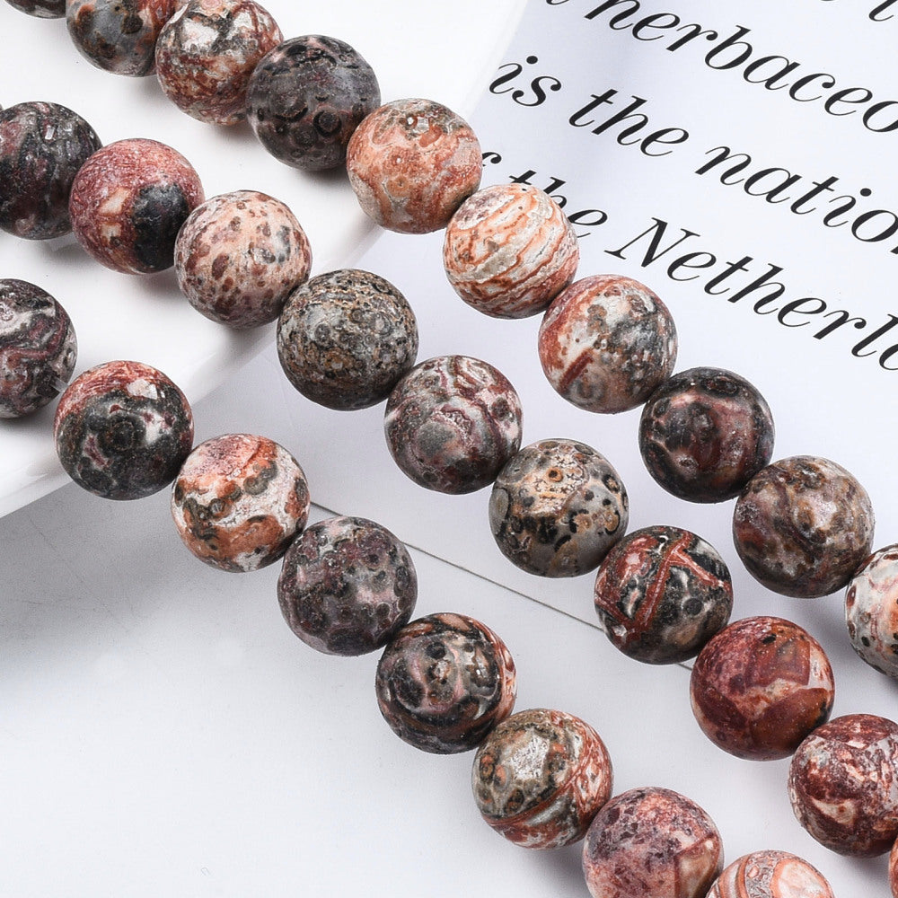 12mm Red Leopard Skin Jasper Bead Half Strand R15