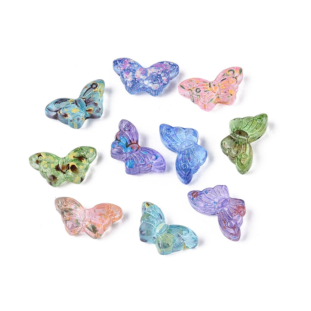 8x15mm Multicoloured Glass Butterfly 20-Bead Pack $3.25