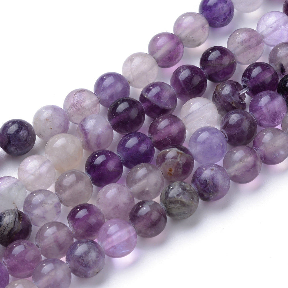 6mm Purple Fluorite Bead Half Strand F10