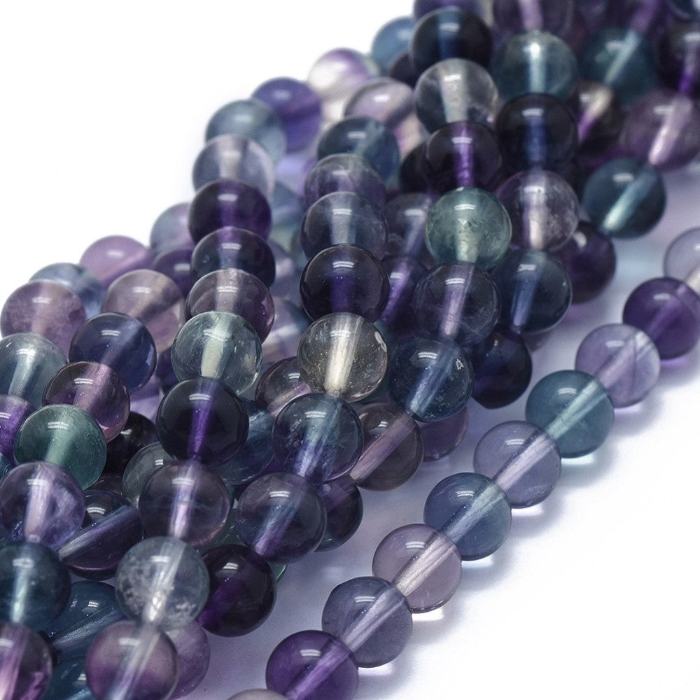 6mm Purple and Blue Fluorite Bead Half Strand B26
