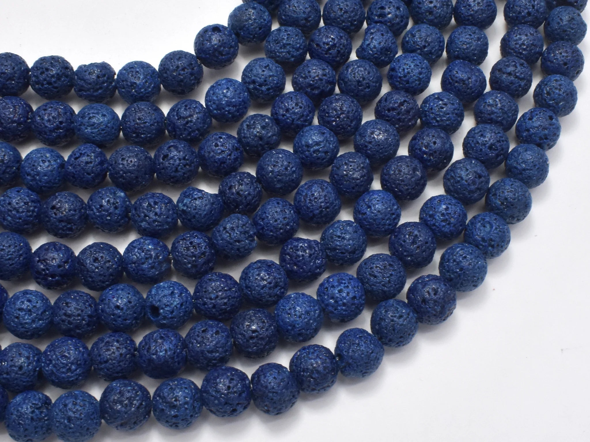 8mm Dark Blue Lava Stone Bead Strand B12