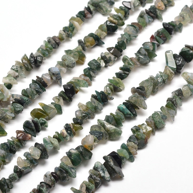 Moss Agate Chip Bead Strand M12