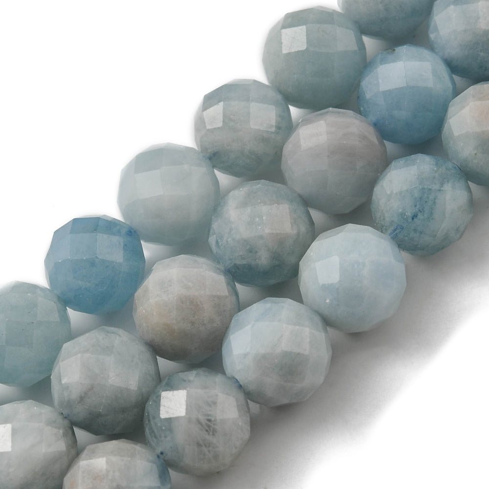9mm Faceted Aquamarine Bead Third Strand Q20