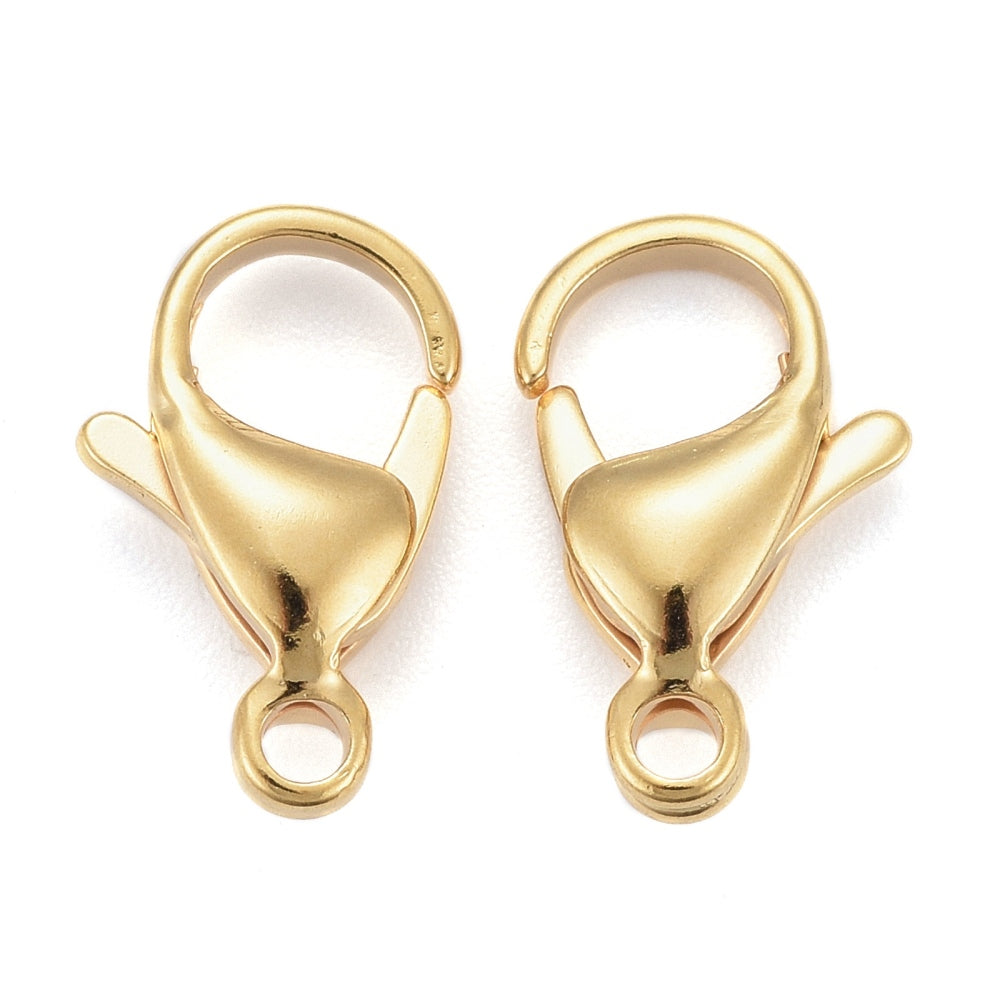 15mm Gold Stainless Steel Lobster Clasp Pack (10 Clasps) P8