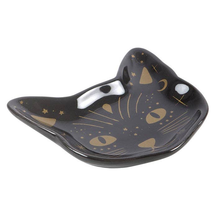 Black Cat Face Trinket Dish