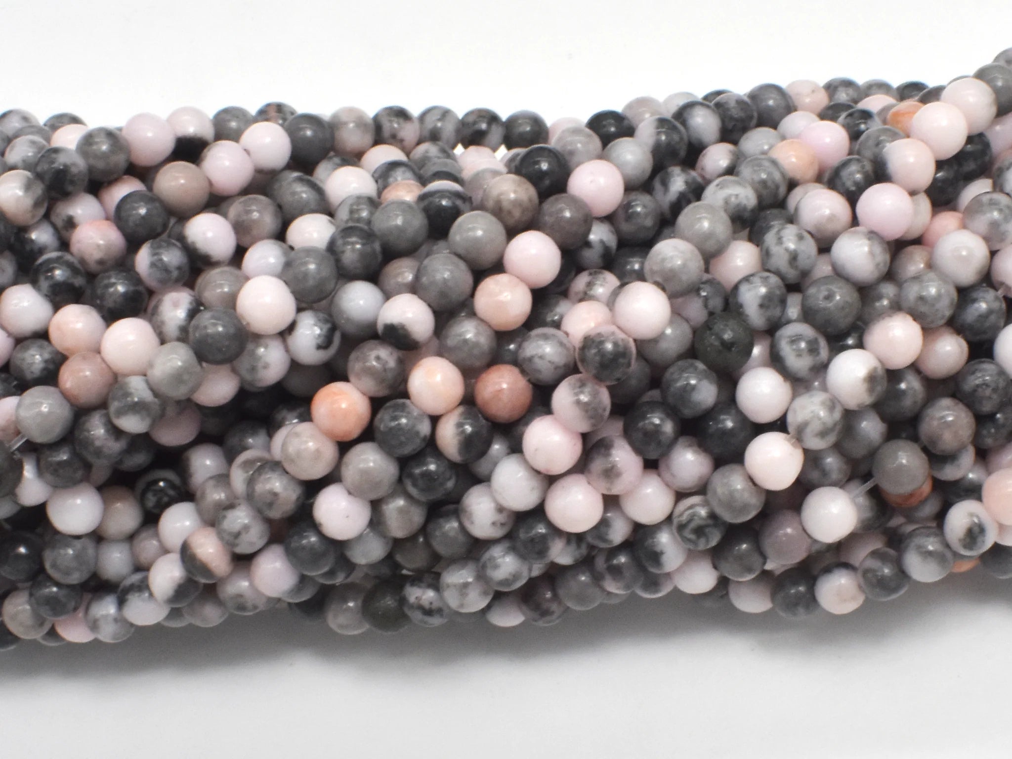 4mm Enhanced Pink Zebra Jasper Bead Strand W7