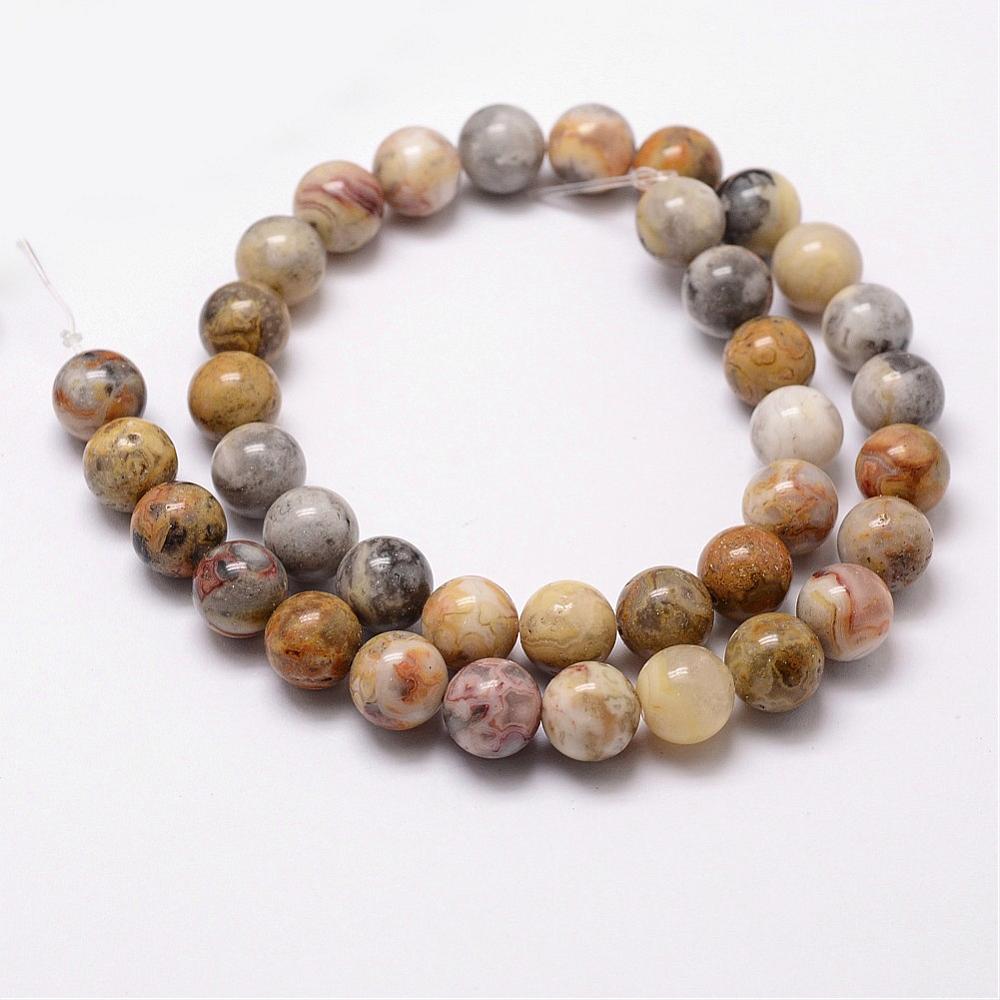 6mm Yellow Mexican Crazy Lace Agate Bead Half Strand M10