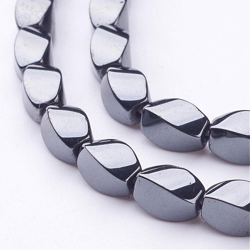 8x5mm Hematite Twisted Rectangle Bead Strand T7
