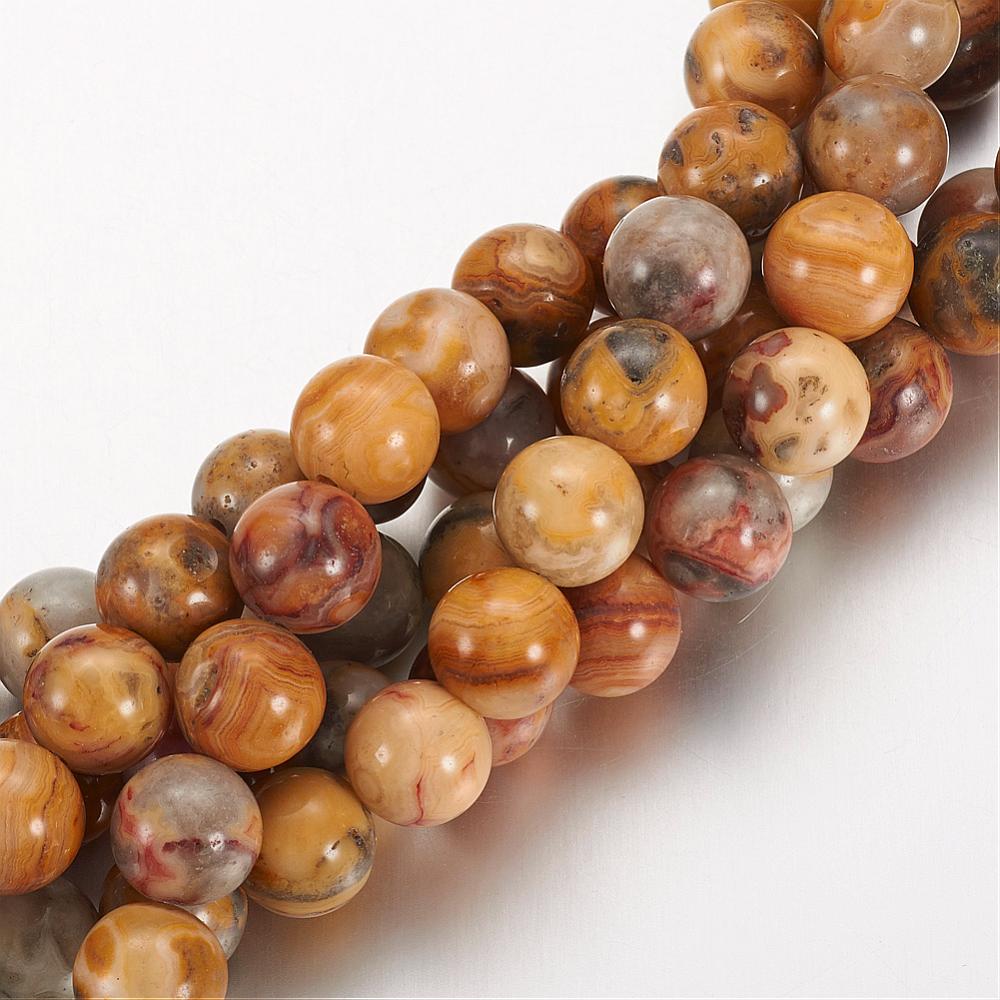 8mm Yellow Mexican Crazy Lace Agate Bead Half Strand Y12