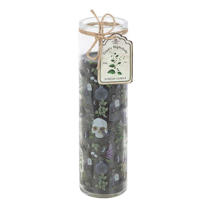 Poisonous Plants Deadly Nightshade Gothic Skull Tube Candle