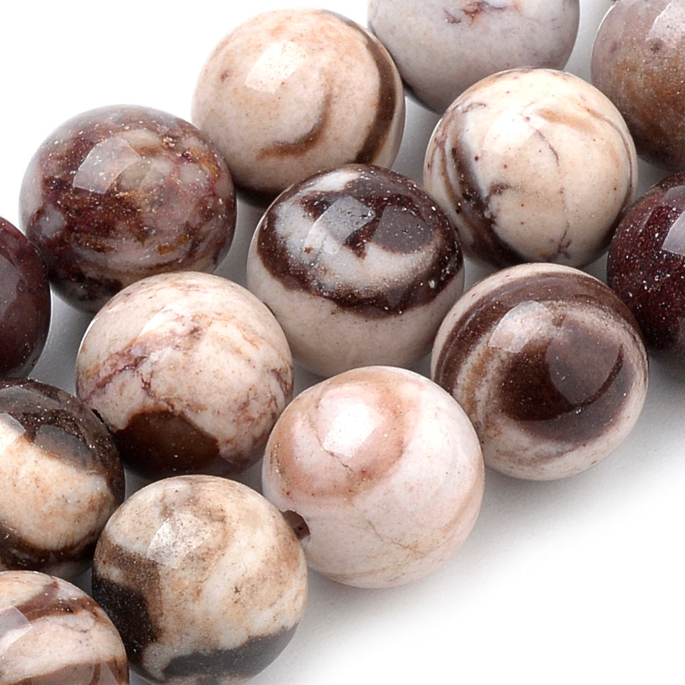 12mm Brown Zebra Jasper Bead Half Strand Z14