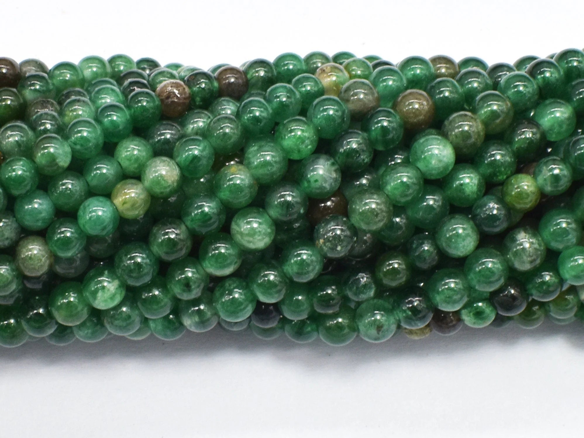 4mm Green Mica Muscovite in Fuchsite Bead Strand G18