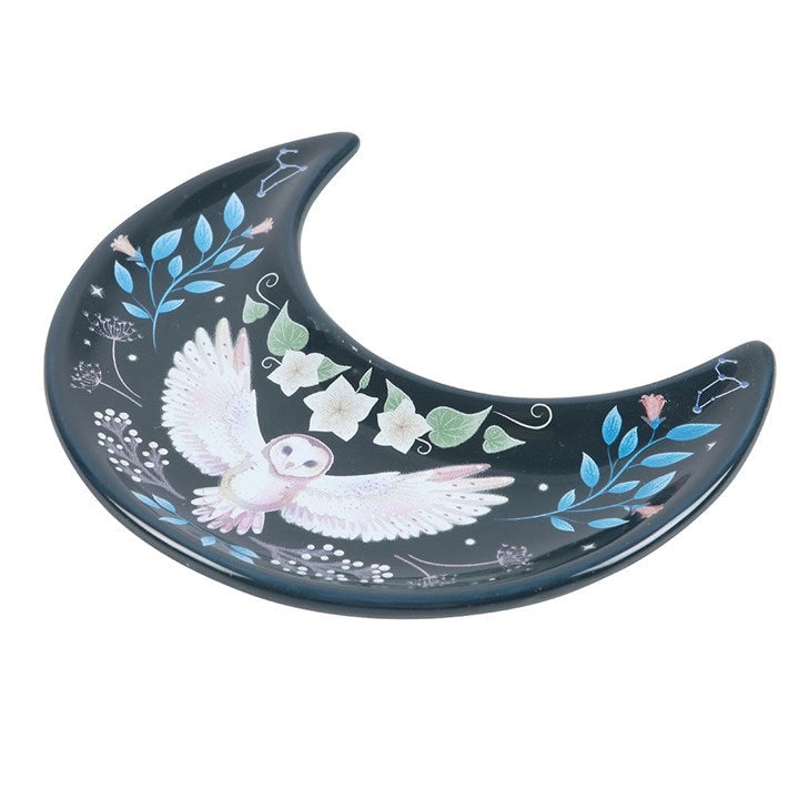 Owl Print Boxed Moon Trinket Tray