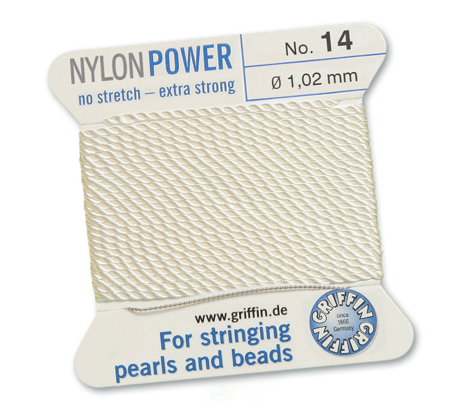 1.02mm White Nylon Power Bead Cord 2 Meters