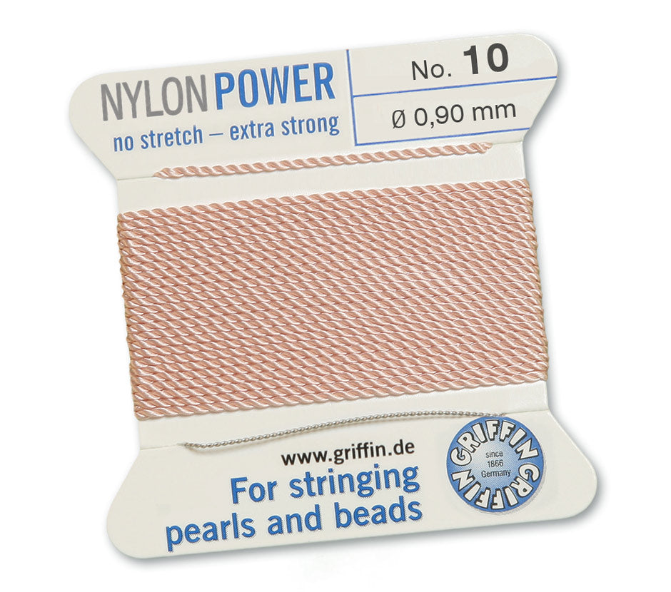 0.9mm Light Pink Nylon Power Bead Cord 2 Meters