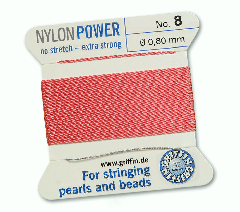 0.8mm Coral Nylon Power Bead Cord 2 Meters