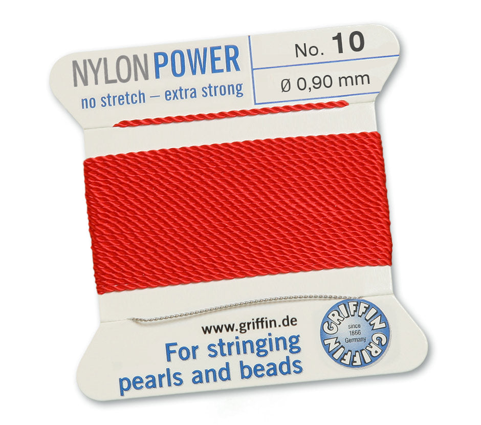0.9mm Red Nylon Power Bead Cord 2 Meters