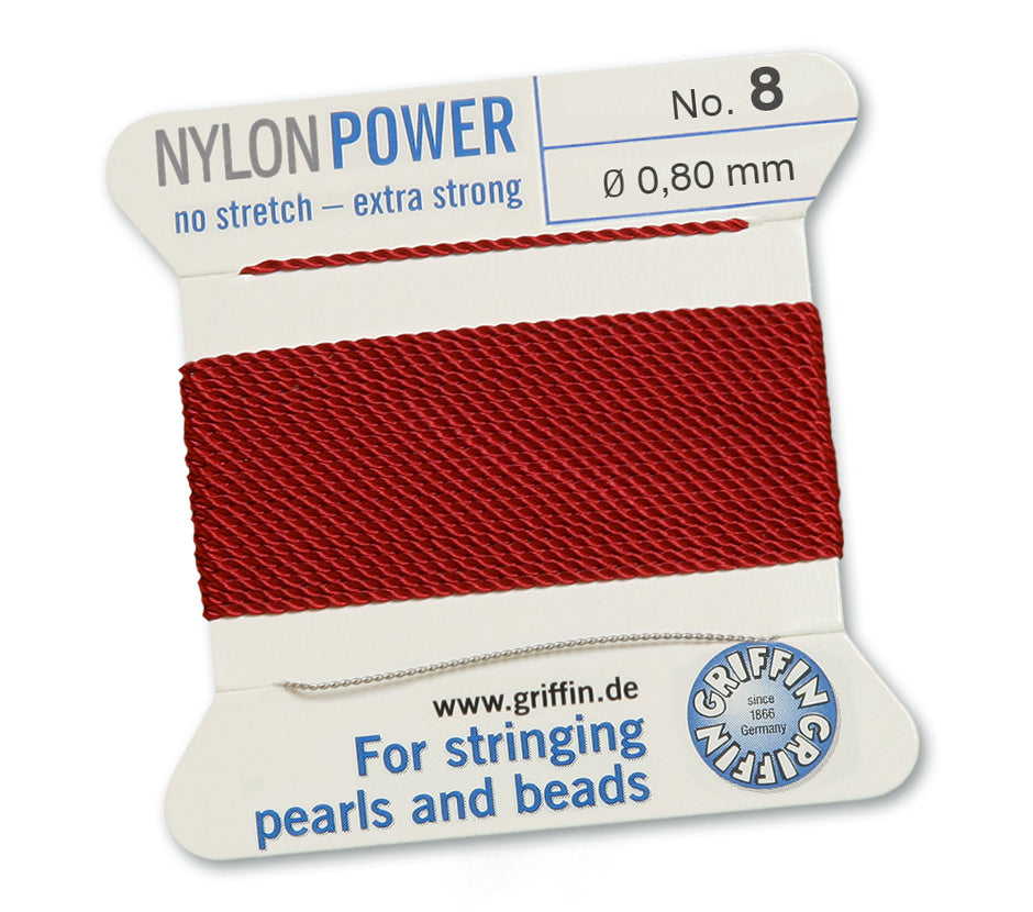 0.8mm Garnet Nylon Power Bead Cord 2 Meters