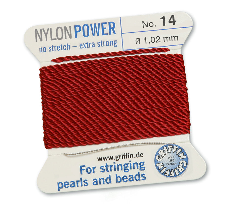 1.02mm Garnet Nylon Power Bead Cord 2 Meters