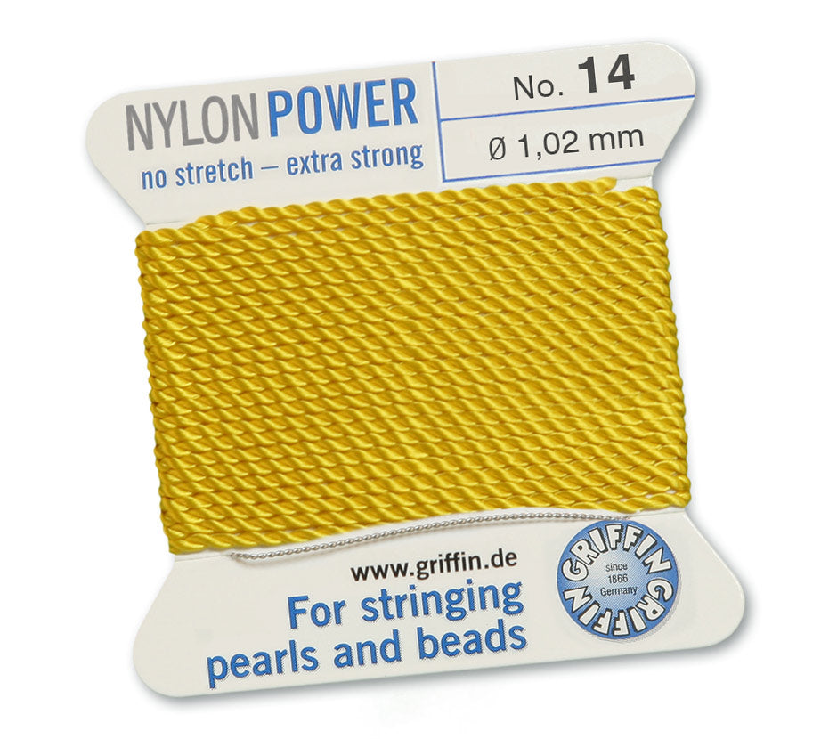 1.02mm Yellow Nylon Power Bead Cord 2 Meters