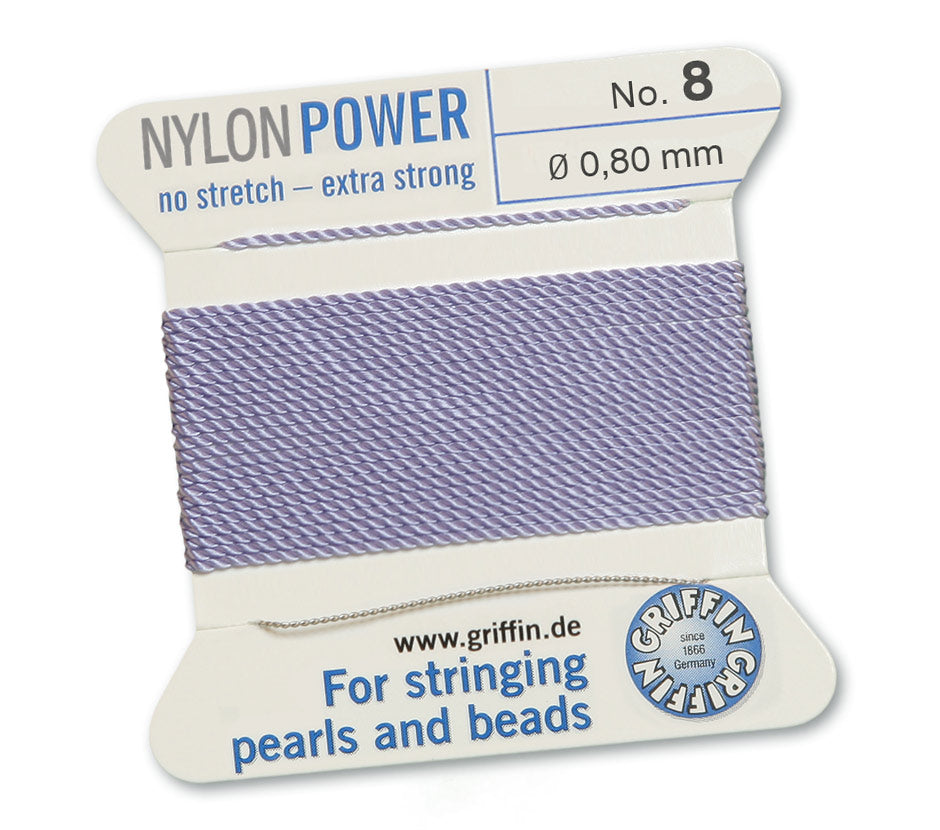 0.8mm Lilac Nylon Power Bead Cord 2 Meters
