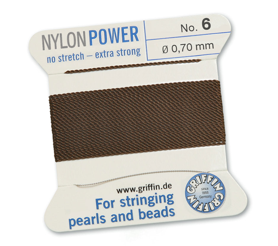 0.5mm Brown Nylon Power Bead Cord 2 Meters