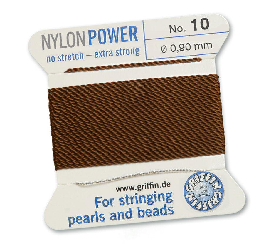 0.9mm Brown Nylon Power Bead Cord 2 Meters
