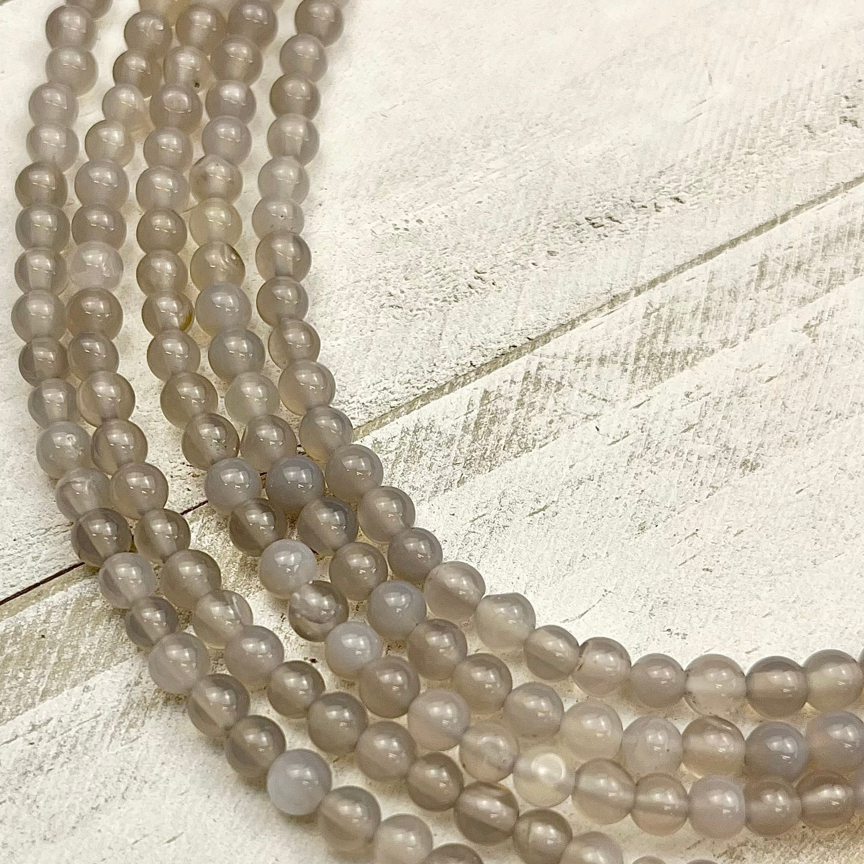 4mm Grey Agate Bead Strand R6