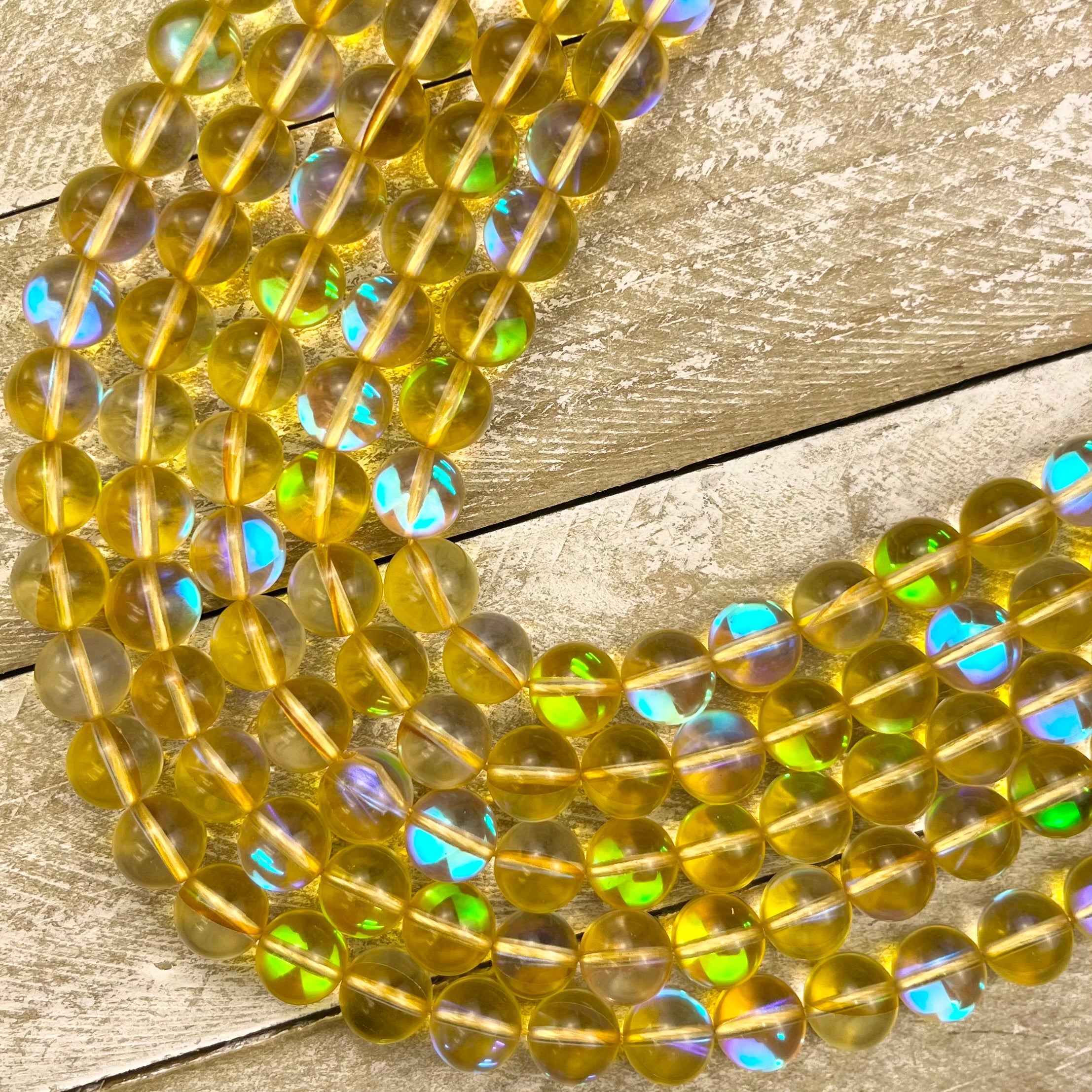 10mm Yellow Mermaid Glass Bead Strand Y14