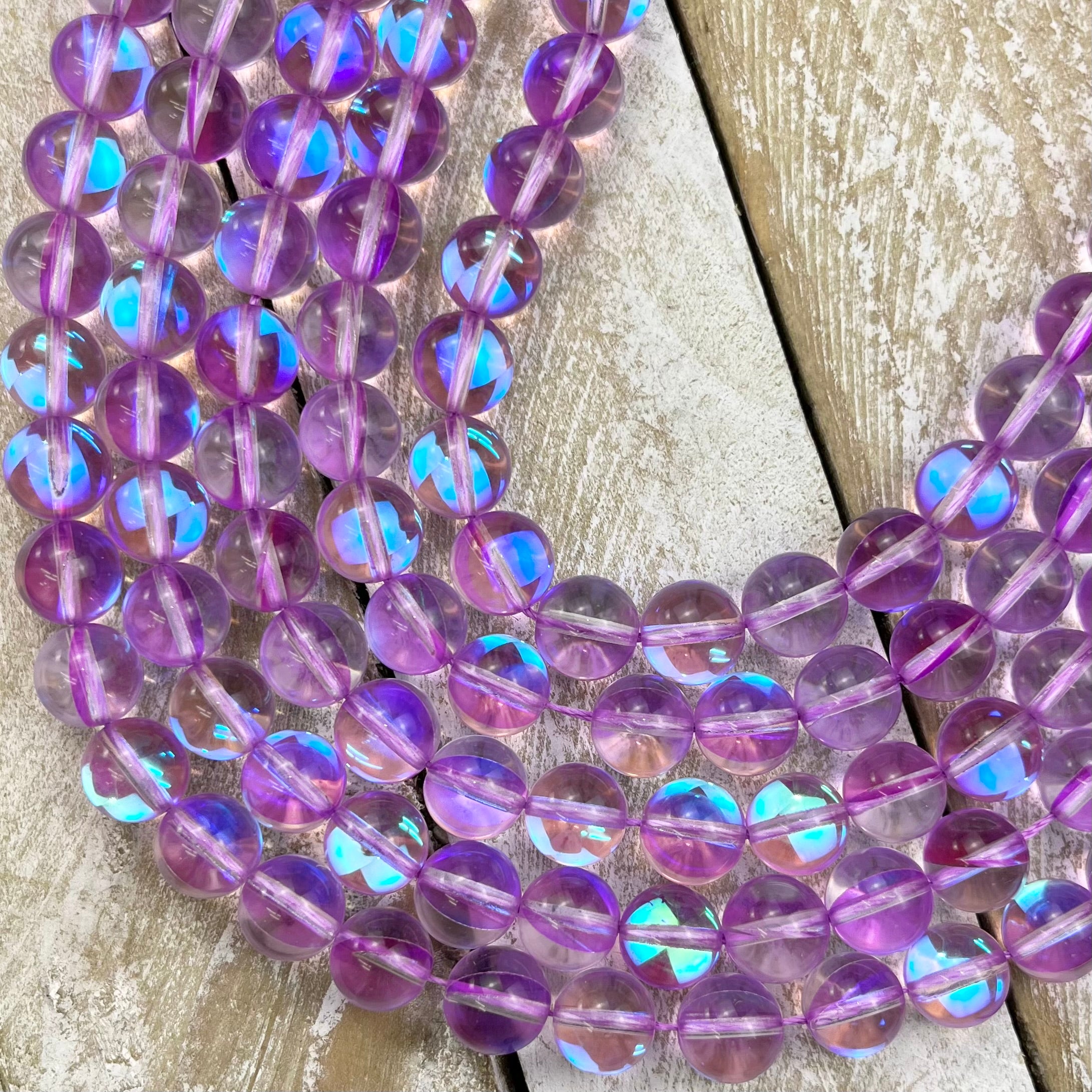 10mm Light Purple Mermaid Glass Bead Strand Z14