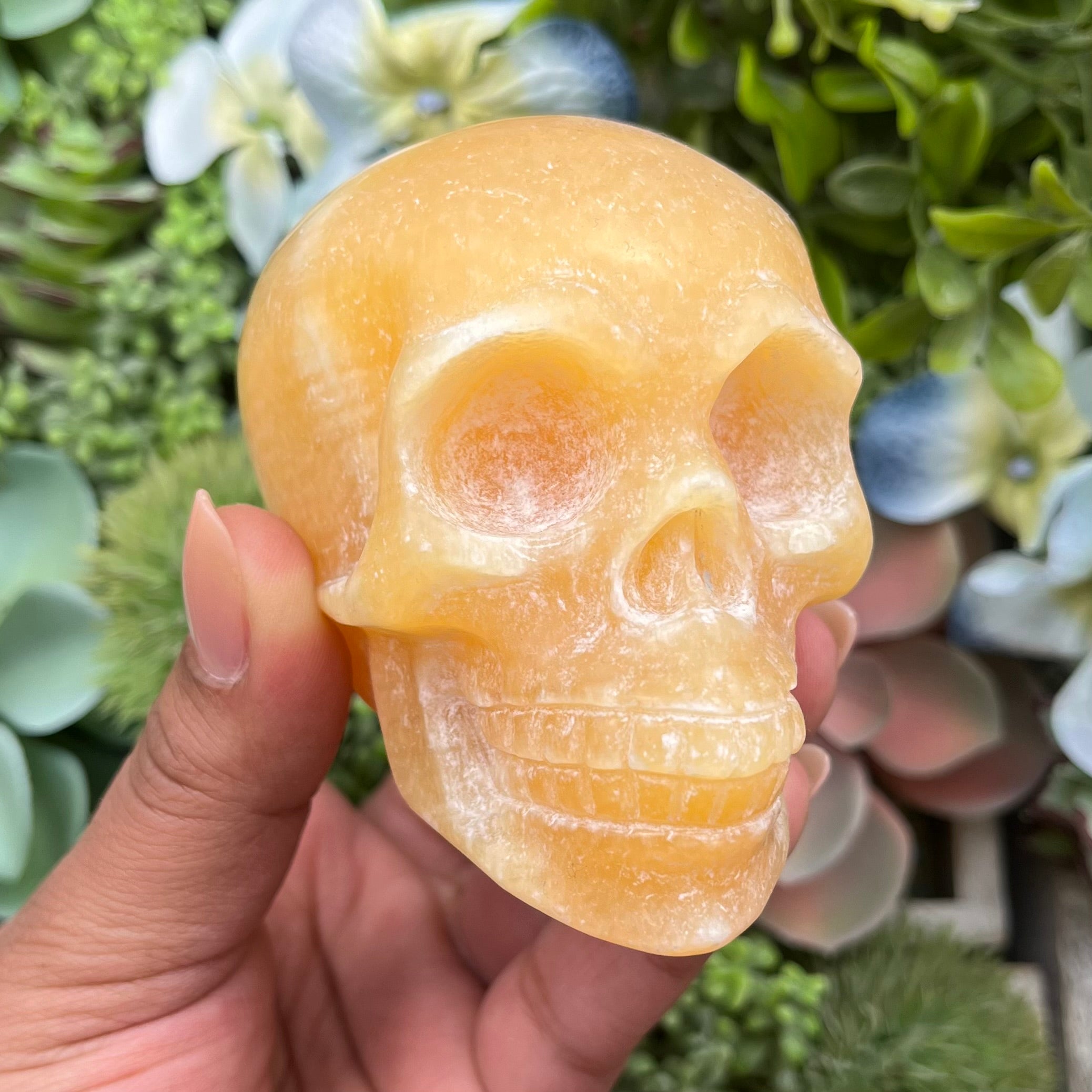 3.25 Inch Orange Calcite Skull I190