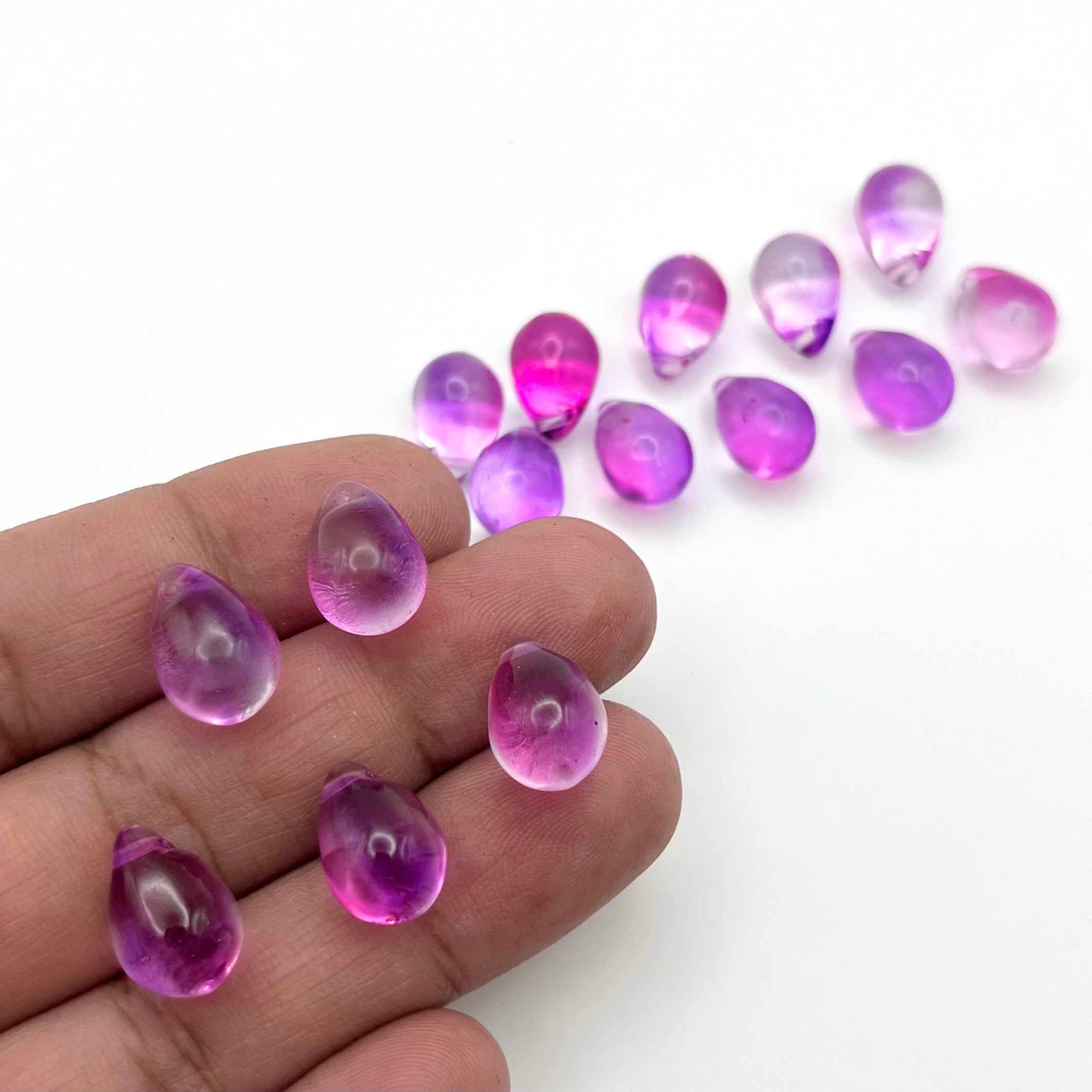 .5 Inch Pink Duo Tone Glass Teardrop Bead 15pk