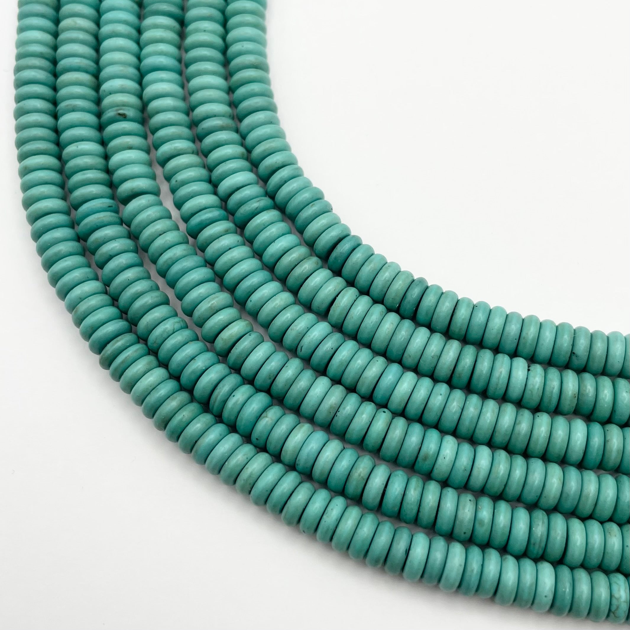 6mm Dyed Blue Howlite Rondelle Bead Strand