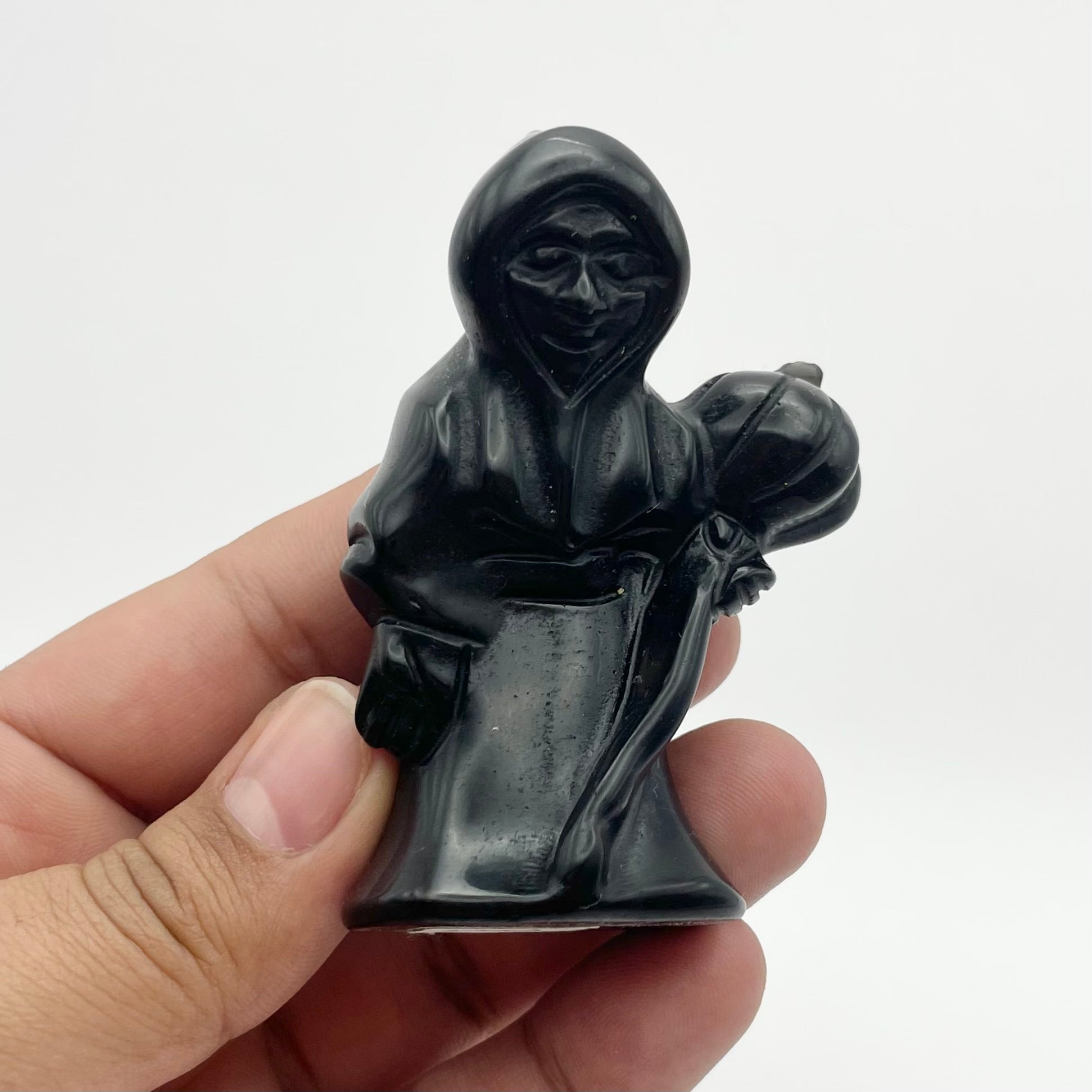 3.25 Inch Obsidian Witch Carving T42