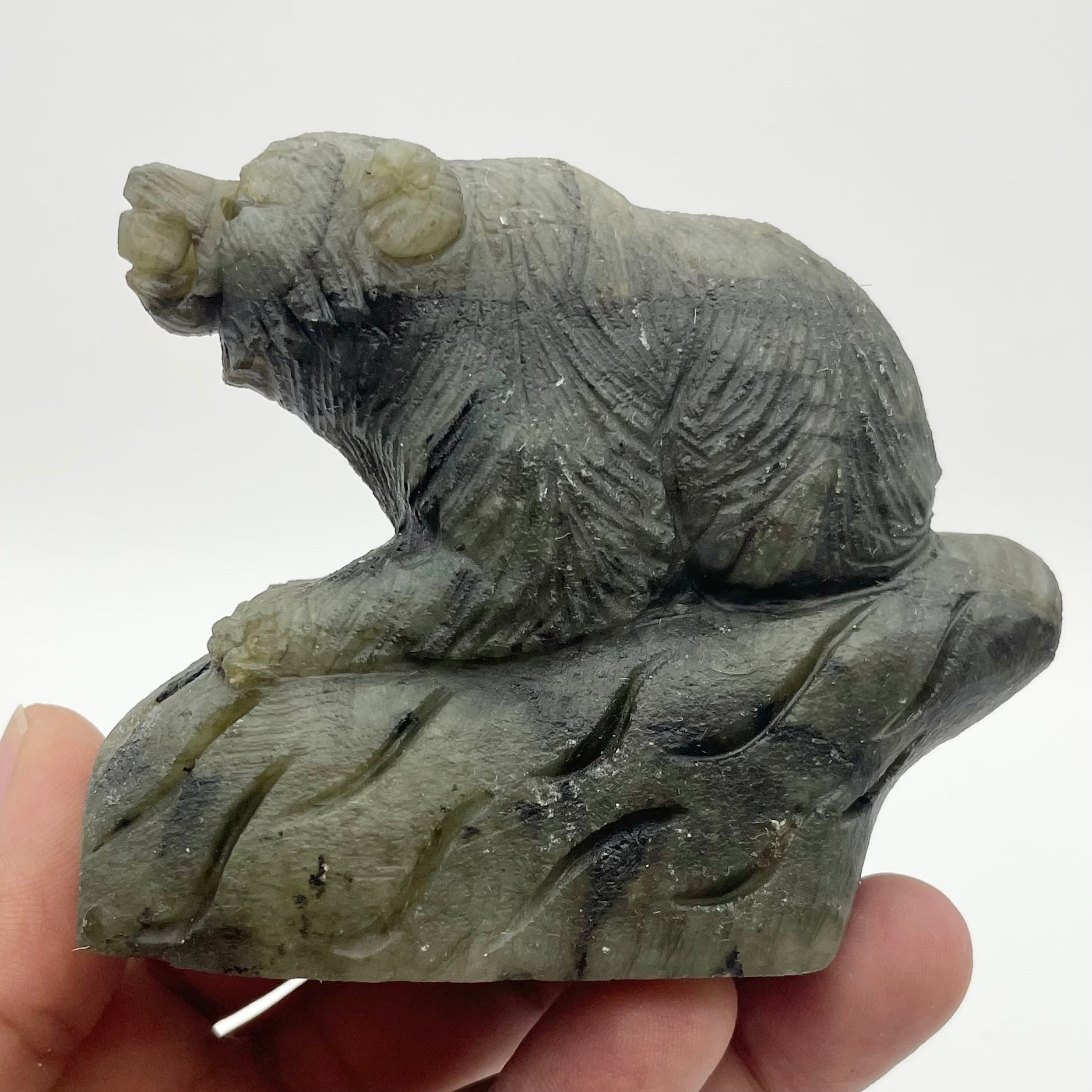 3.25 Inch Labradorite Bear Carving A198
