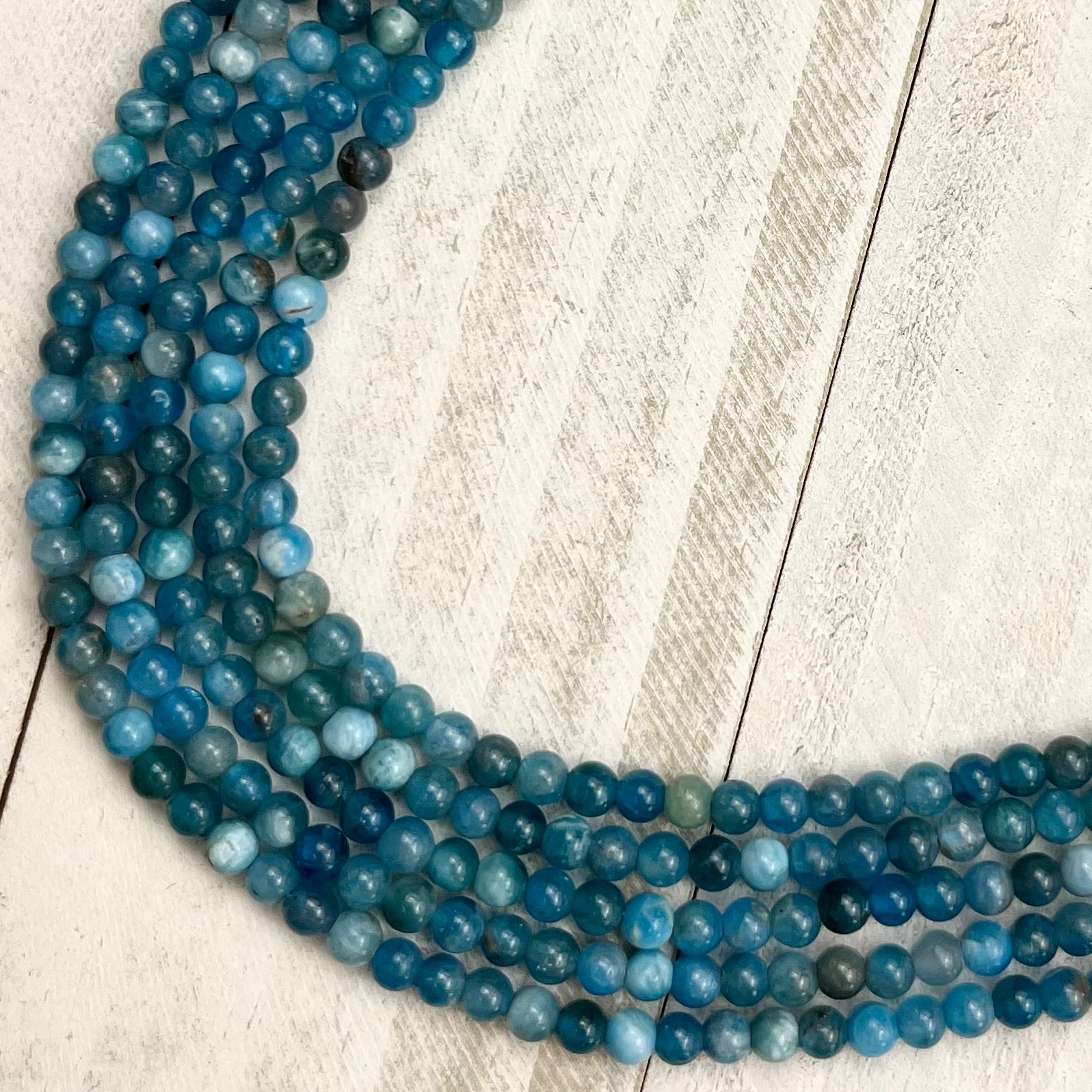 4mm Dark Blue Apatite Bead Strand Y15
