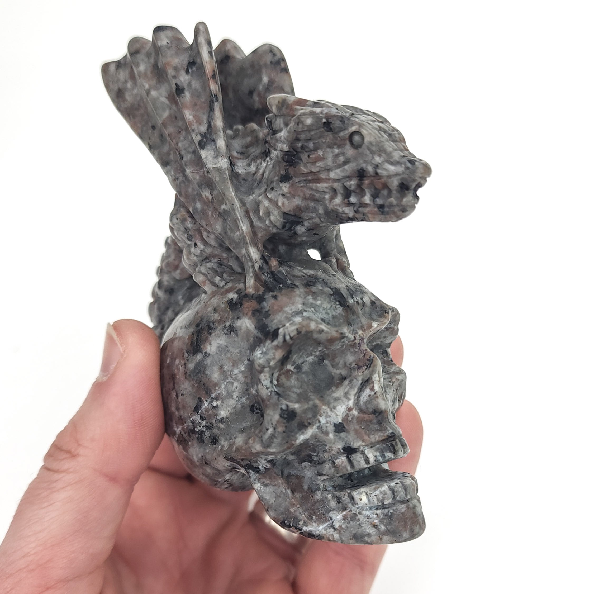 4 Inch Yooperlite Dragon And Skull Carving O160