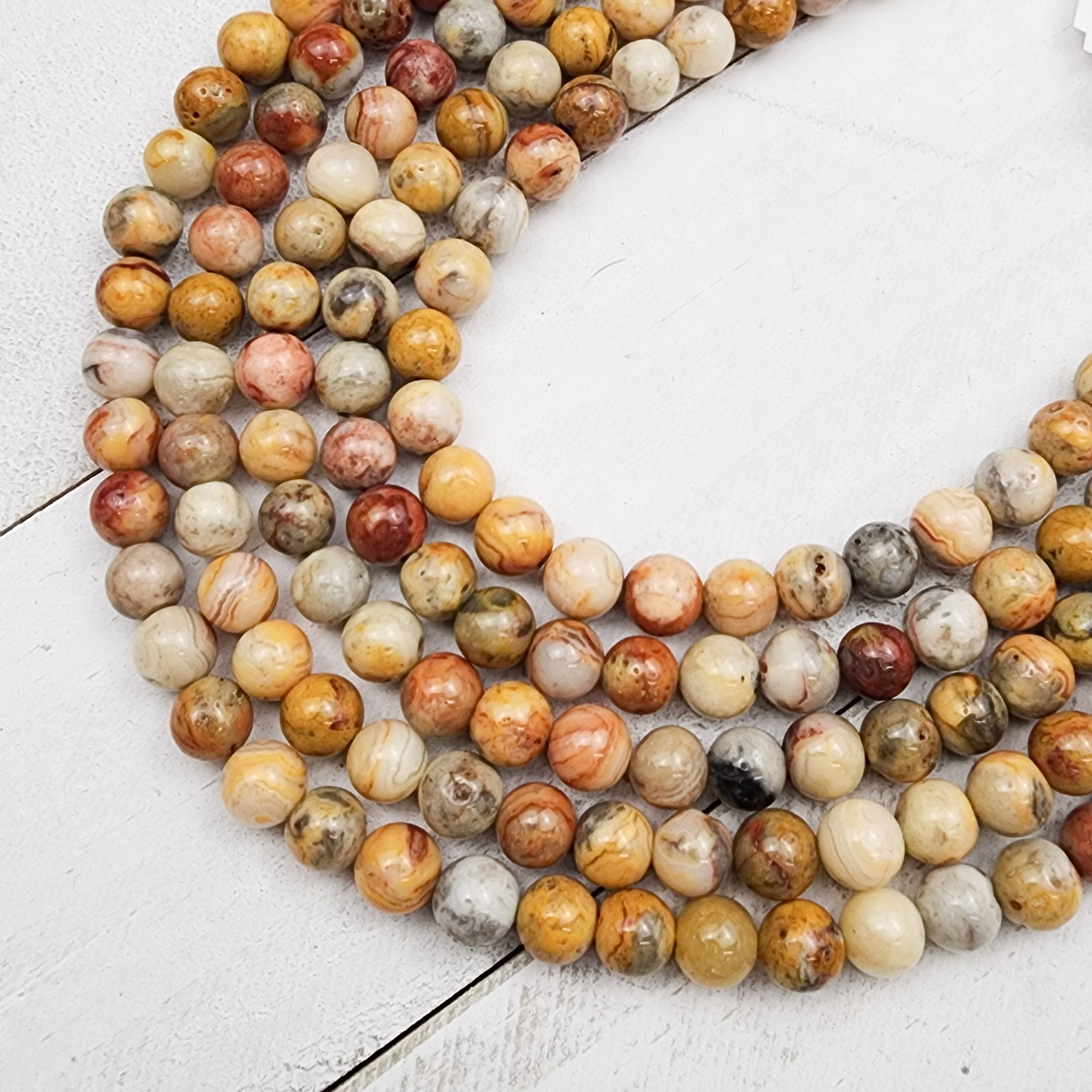 6mm Crazy Lace Agate Bead Strand