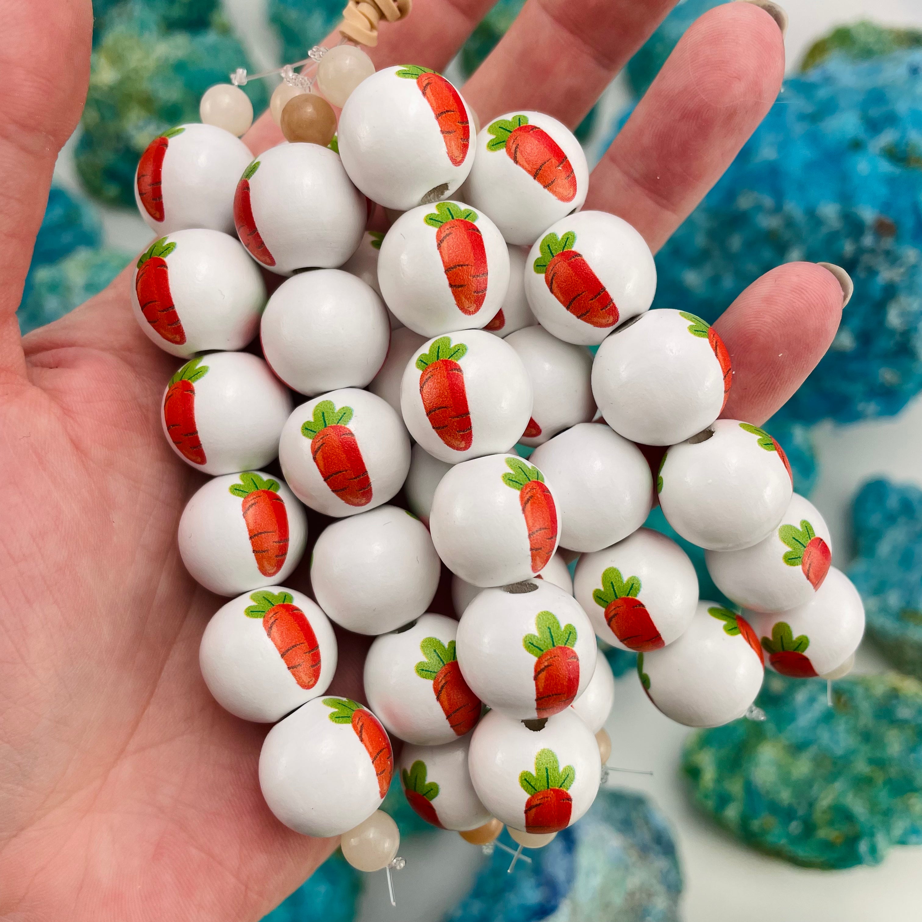 20mm Carrot Wood Painted Beads - Easter